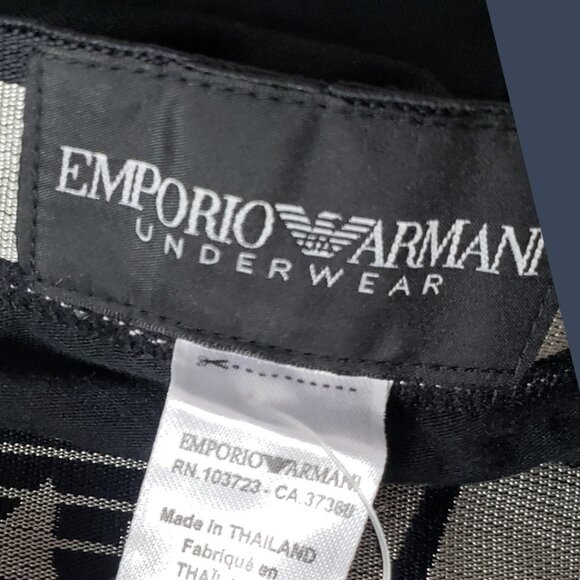 Emporio Armani Mens Modal Briefs  Stylish Logo Waistband Black/Beige Medium - Picture 7 of 9